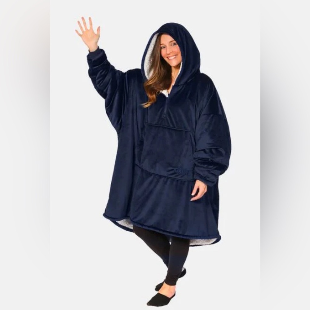 The Comfy Navy Blue Oversized Hoodie Blanket Adult Sized